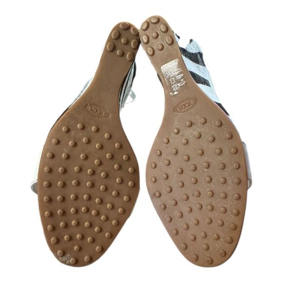 NEW Tod's Ivory Off White Leather Zebra Covered Heels Wedges with Box 39  9 - Picture 5 of 6